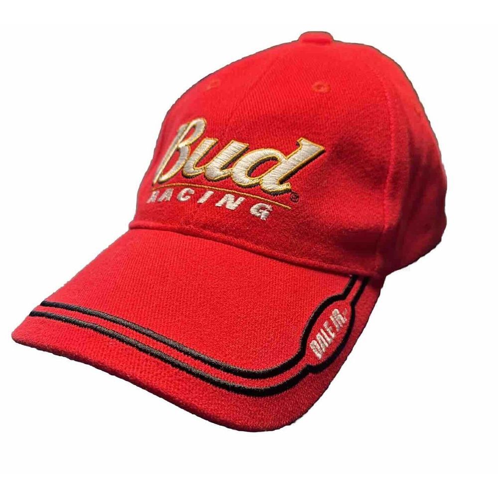 NASCAR Adjustable Red Bud Racing Hat Dale Earnhardt, Jr With‎ Black Trim On Bill